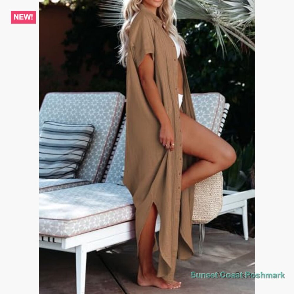 Button Down Side Split Long Kimonos Cardigans Swi… - image 2